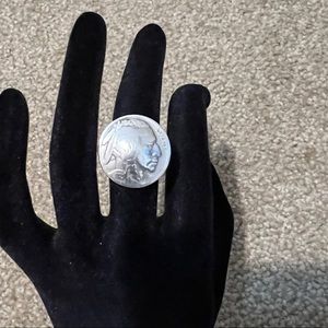 Vintage buffalo nickel coin ring.